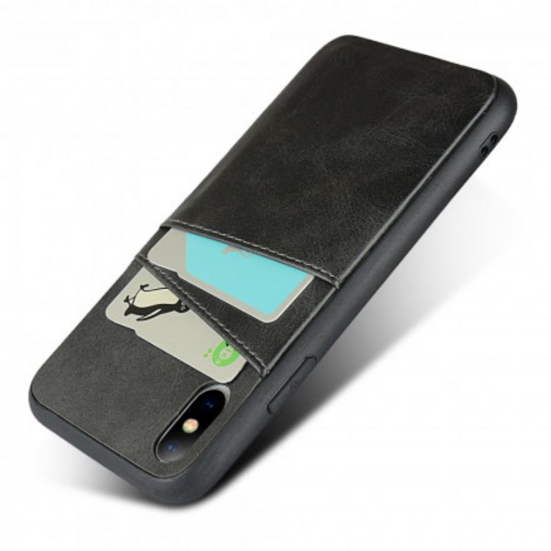 Cover iPhone X / XS Monokrom Dobbelt Kortholder