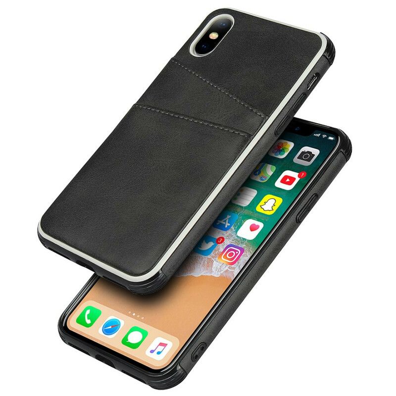 Cover iPhone X / XS Monokrom Dobbelt Kortholder