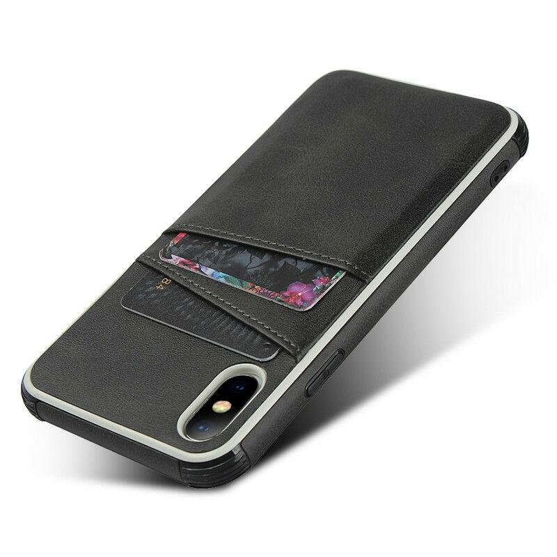 Cover iPhone X / XS Monokrom Dobbelt Kortholder