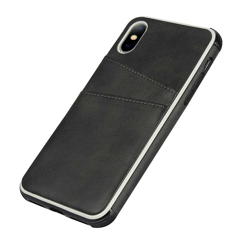 Cover iPhone X / XS Monokrom Dobbelt Kortholder