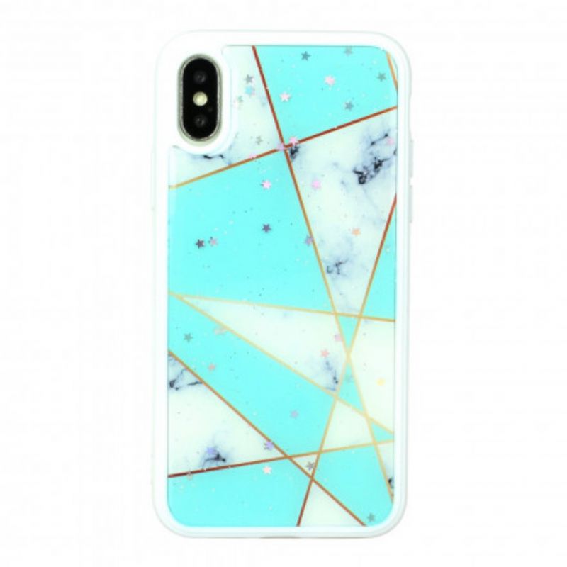 Cover iPhone X / XS Silikone- Og Epoxymarmordesign