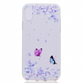 Cover iPhone X / XS Transparente Sommerfugle Og Blomster