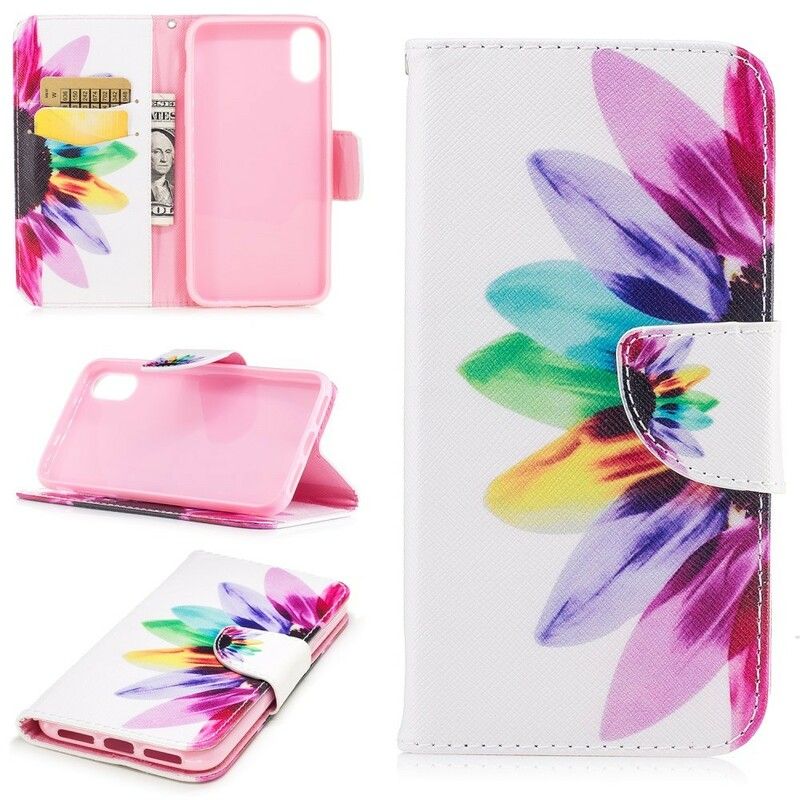 Flip Cover iPhone X / XS Akvarelblomst