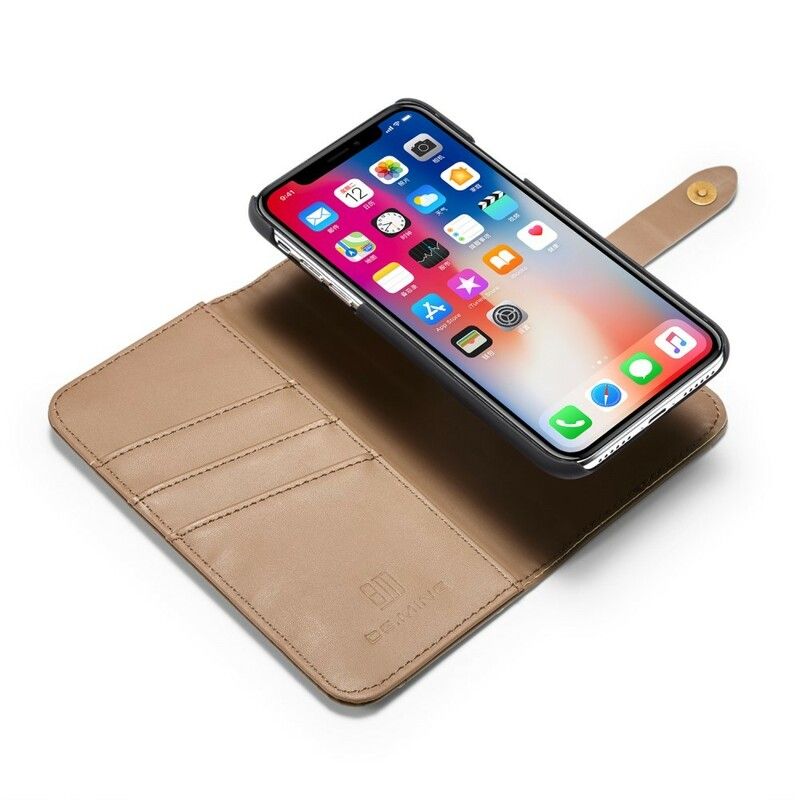 Flip Cover iPhone X / XS Dg Glat Lædereffekt. Ming Aftagelig