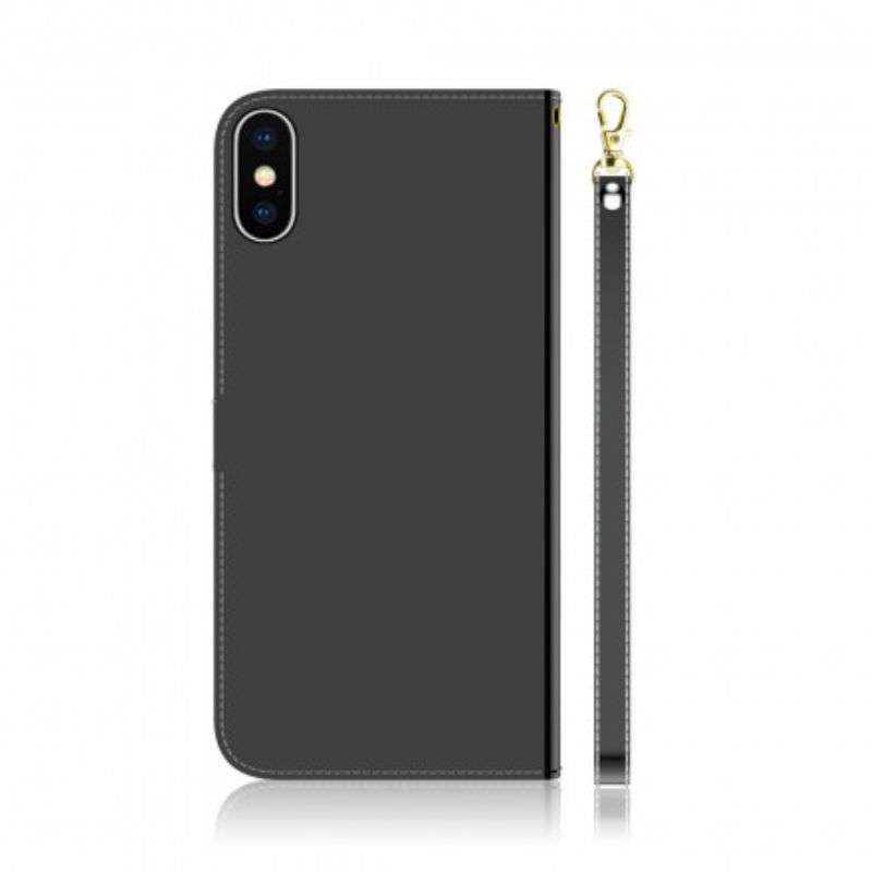 Flip Cover iPhone X / XS Faux Læder Cover Spejl