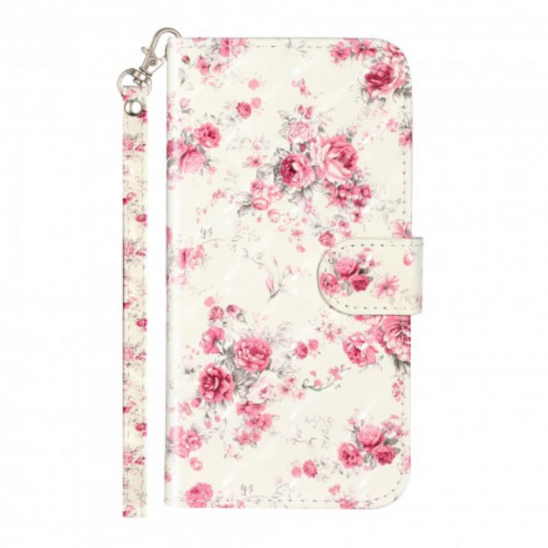 Flip Cover iPhone X / XS Med Snor Blomster Lyspletter Med Rem