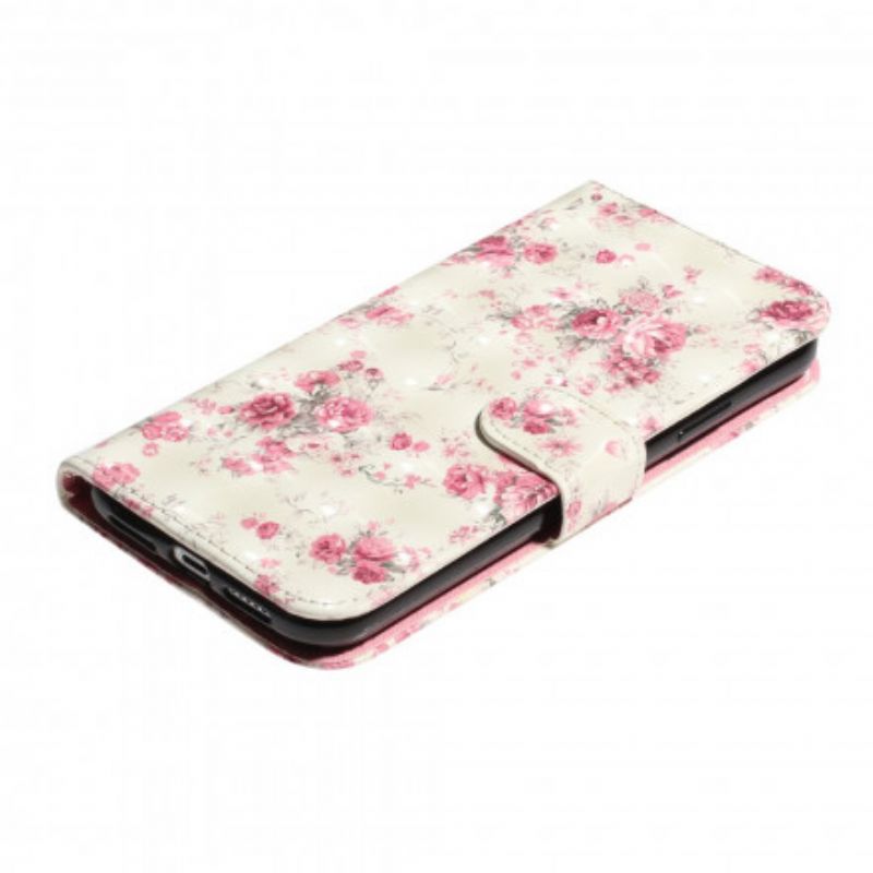 Flip Cover iPhone X / XS Med Snor Blomster Lyspletter Med Rem