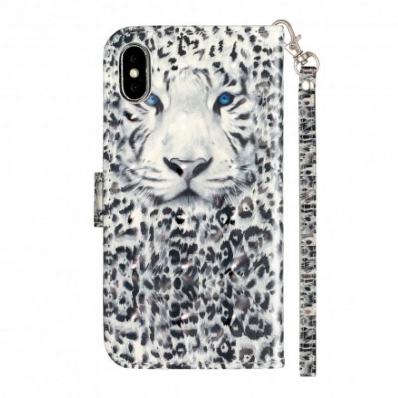 Flip Cover iPhone X / XS Med Snor Tiger Light Strap Spotlights