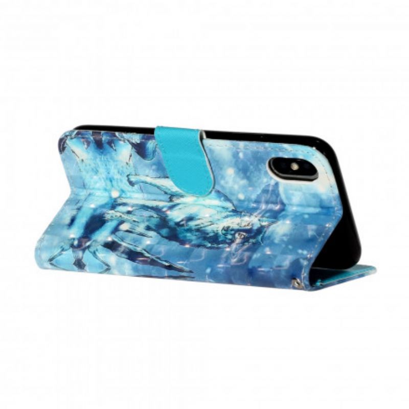 Flip Cover iPhone X / XS Med Snor Wolf Light Strap Spotlights