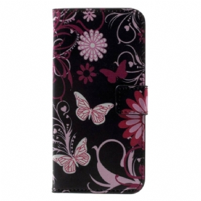 Flip Cover iPhone X / XS Sommerfugle Og Blomster