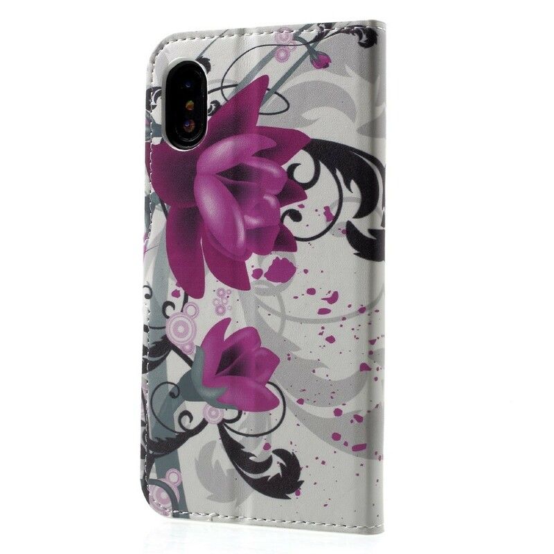 Flip Cover iPhone X / XS Tropiske Blomster