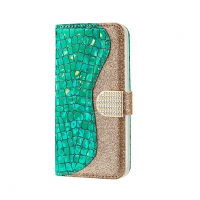 Læder Cover iPhone X / XS Croc Diamanter