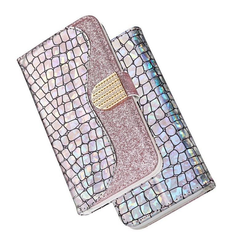 Læder Cover iPhone X / XS Croc Diamanter