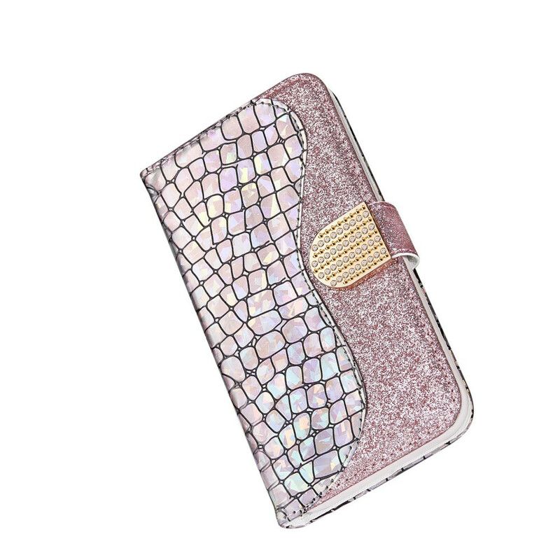 Læder Cover iPhone X / XS Croc Diamanter