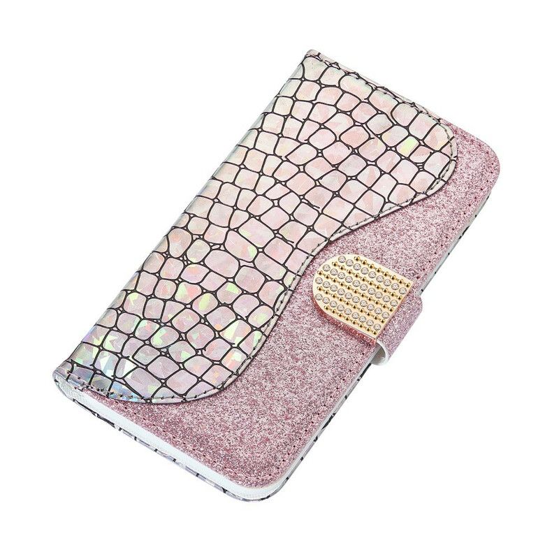 Læder Cover iPhone X / XS Croc Diamanter