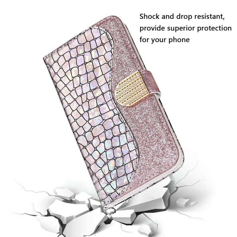 Læder Cover iPhone X / XS Croc Diamanter