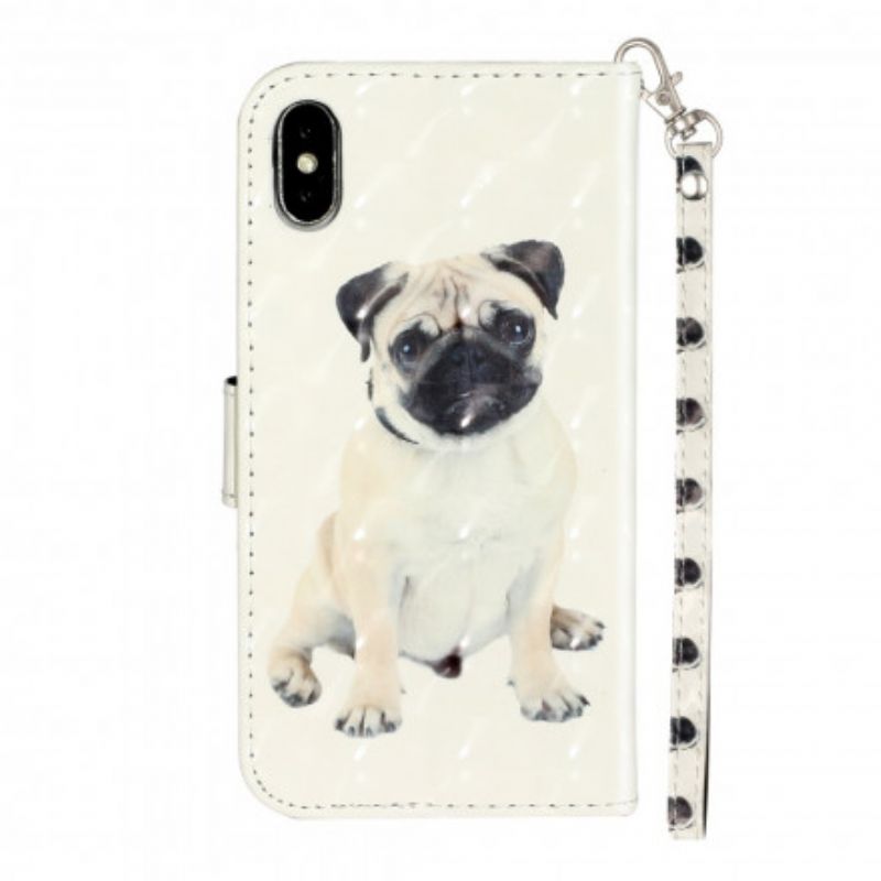 Læder Cover iPhone X / XS Med Snor Lyspletter Til Hunde Med Snor