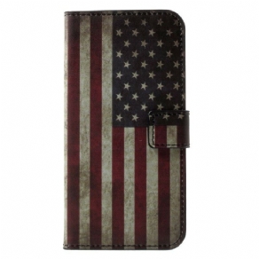 Læder Cover iPhone X / XS Usa Flag