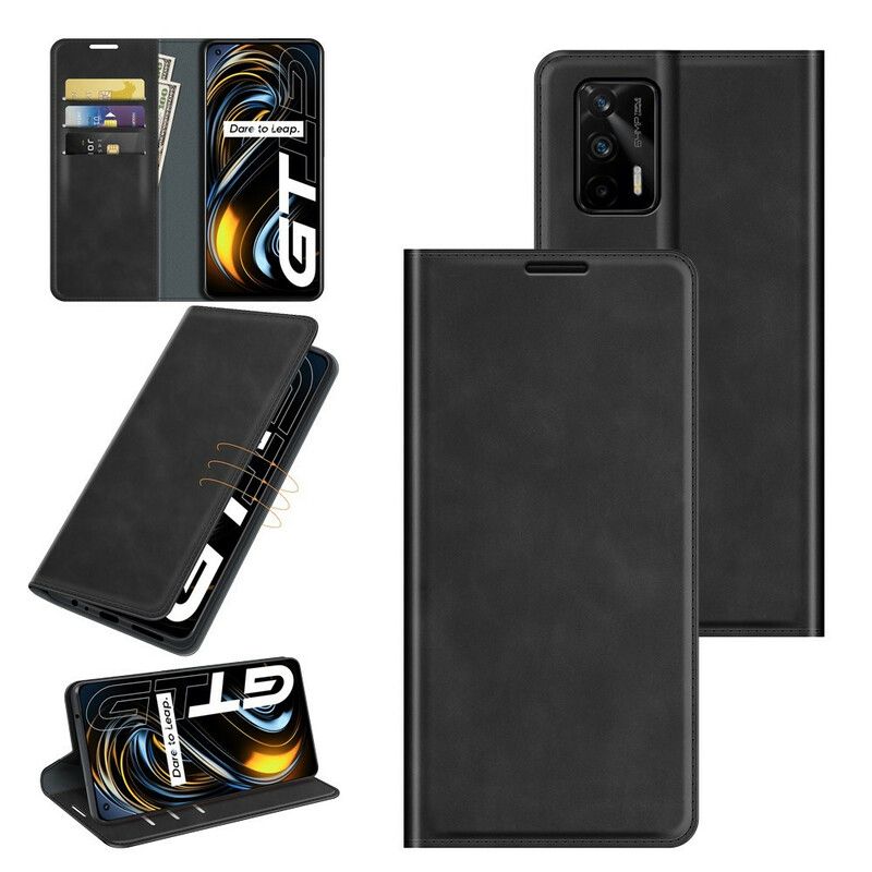 Cover Realme GT 5G Flip Cover Stil Lædersøm