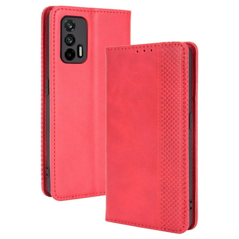 Cover Realme GT 5G Flip Cover Vintage Stiliseret Lædereffekt