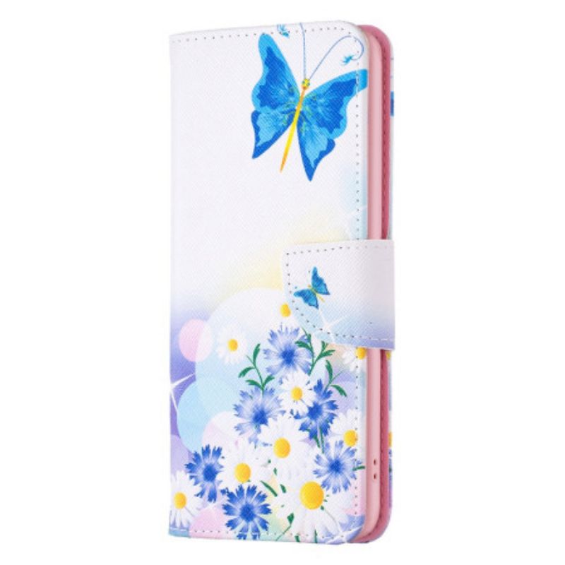 Flip Cover Google Pixel 8a Sommerfugle Og Blomster Akvarel