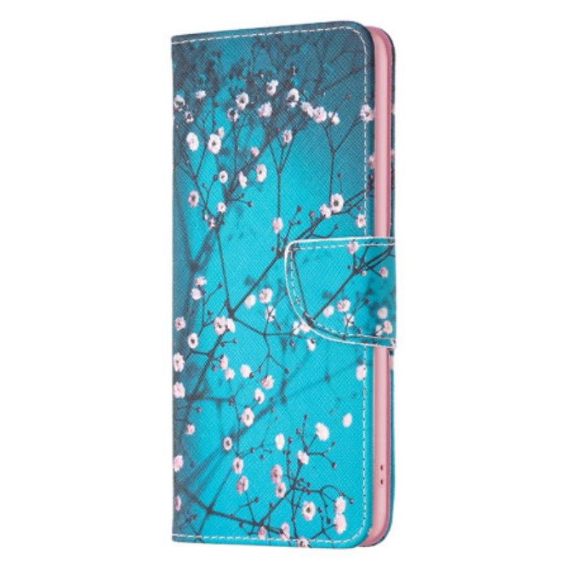 Læder Cover Google Pixel 8a Telefon Etui Blomstrende Grene