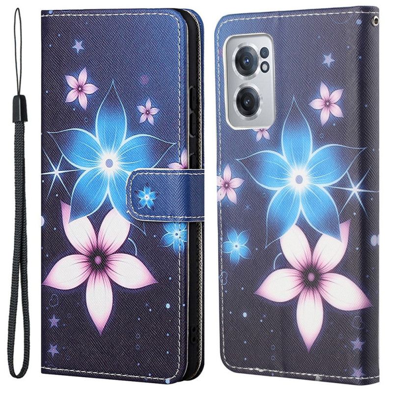 Flip Cover OnePlus Nord CE 2 5G Blå Og Lyserøde Blomster