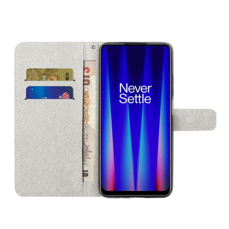 Flip Cover OnePlus Nord CE 2 5G Blå Og Lyserøde Blomster