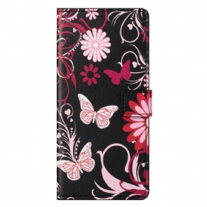 Flip Cover OnePlus Nord CE 2 5G Blomster Og Sommerfugle