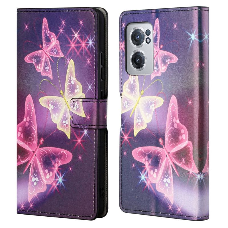 Flip Cover OnePlus Nord CE 2 5G Neonsommerfugle