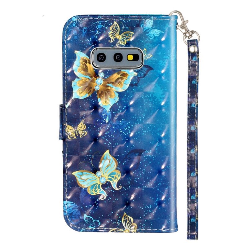 Flip Cover Samsung Galaxy S10e Gylden Sommerfuglesnor