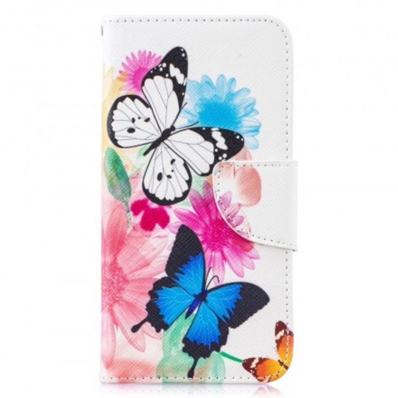 Flip Cover Samsung Galaxy S10e Malede Sommerfugle Og Blomster