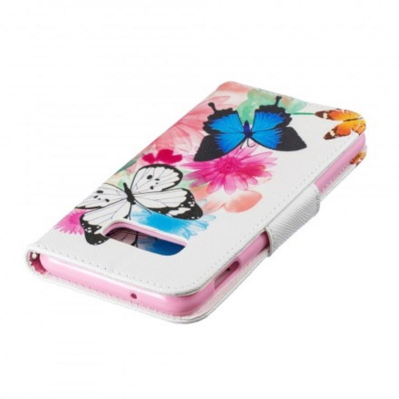 Flip Cover Samsung Galaxy S10e Malede Sommerfugle Og Blomster