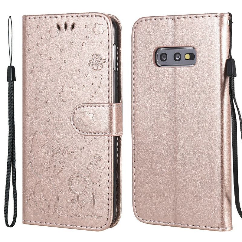 Flip Cover Samsung Galaxy S10e Med Snor Kat Og Bi Med Rem