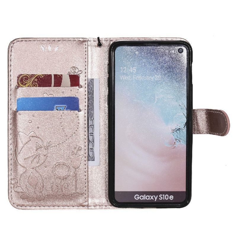 Flip Cover Samsung Galaxy S10e Med Snor Kat Og Bi Med Rem