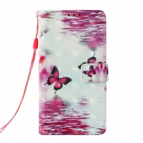 Flip Cover Samsung Galaxy S10e Røde Sommerfugle