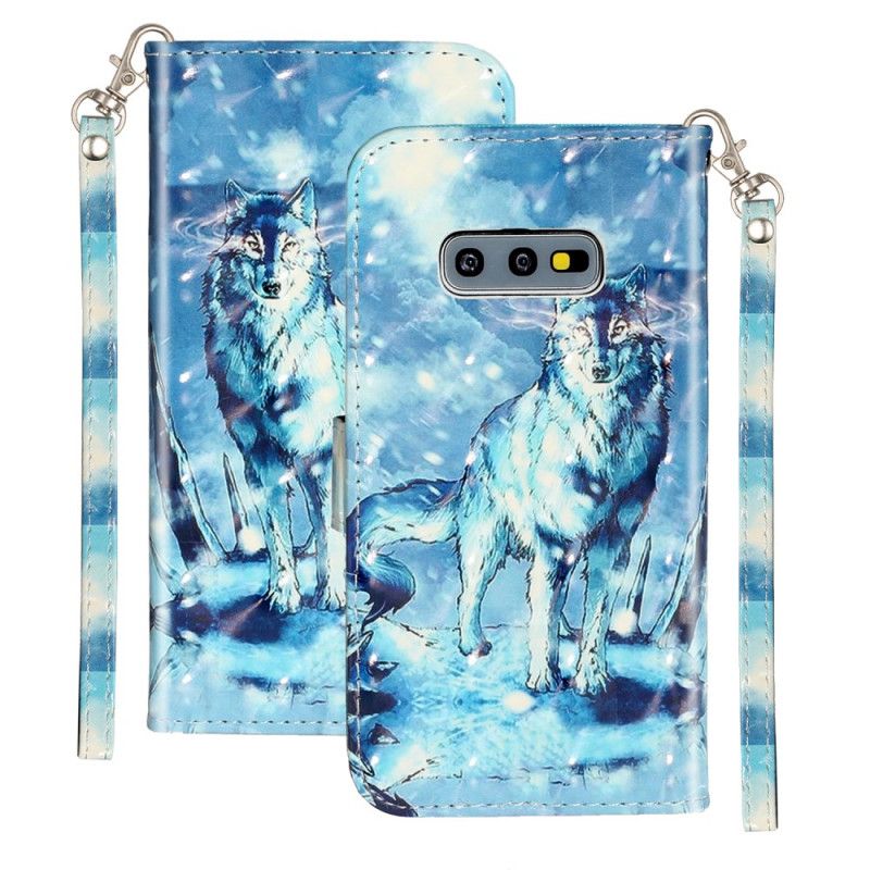 Læder Cover Samsung Galaxy S10e Med Snor Wolf Light Strap Spotlights