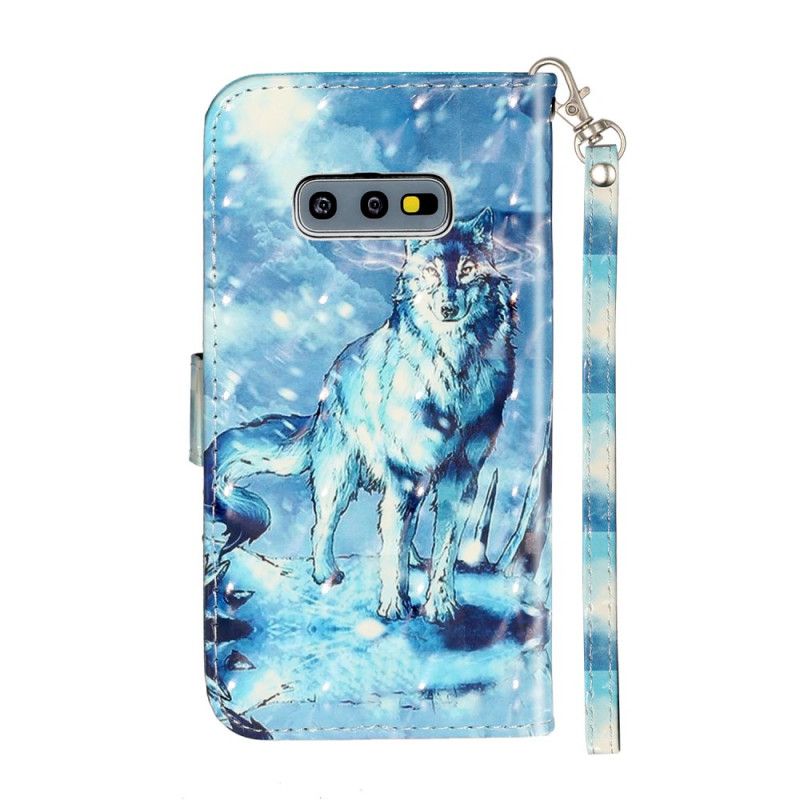 Læder Cover Samsung Galaxy S10e Med Snor Wolf Light Strap Spotlights