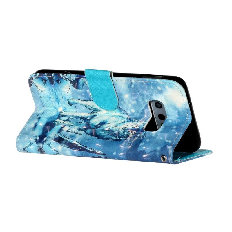 Læder Cover Samsung Galaxy S10e Med Snor Wolf Light Strap Spotlights