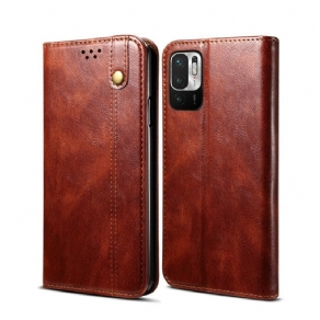 Cover Poco M3 Pro 5G Flip Cover Voksbehandlet Kunstlæder