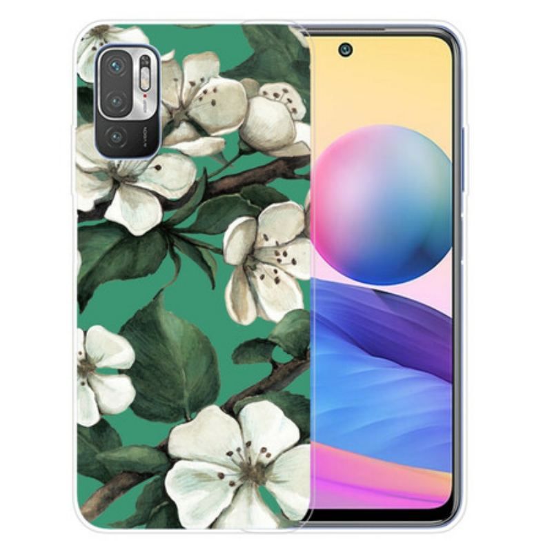 Cover Poco M3 Pro 5G Malede Hvide Blomster