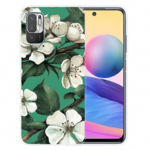 Cover Poco M3 Pro 5G Malede Hvide Blomster