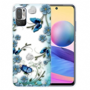 Cover Poco M3 Pro 5G Retro Sommerfugle Og Blomster