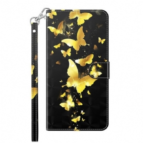 Flip Cover Poco M3 Pro 5G Gule Sommerfugle