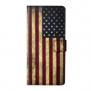 Læder Cover Poco M3 Pro 5G Amerikansk Flag