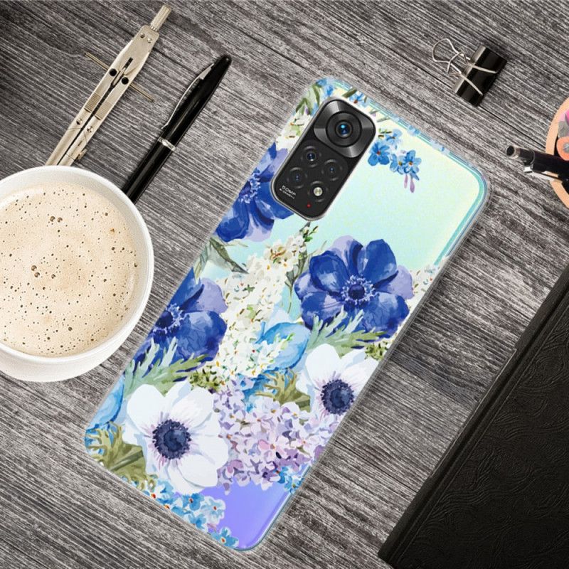 Cover Xiaomi Redmi Note 11 Pro 4G / 5G Akvarel Blå Blomster