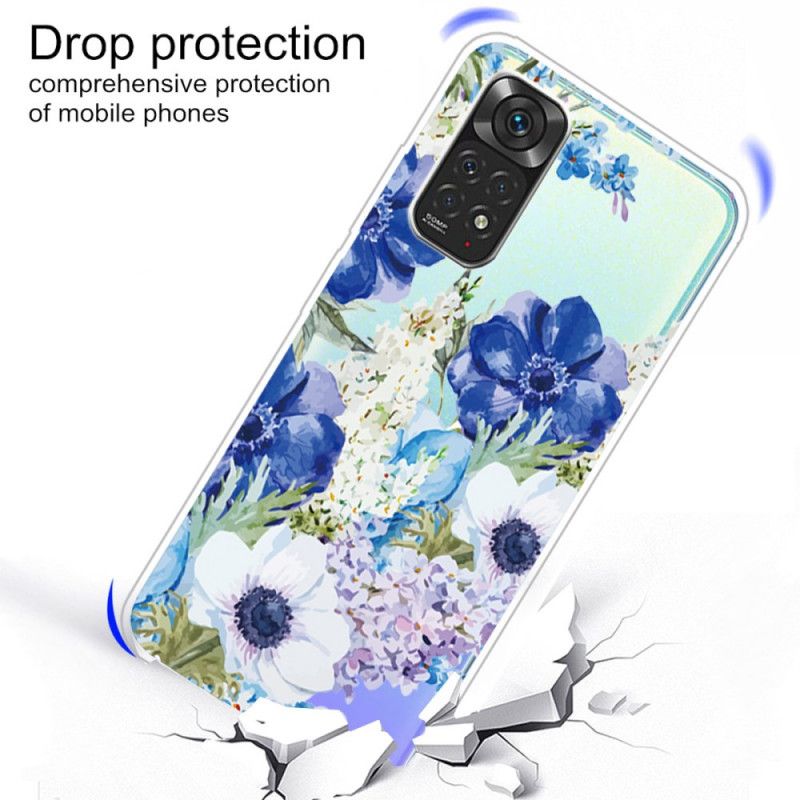 Cover Xiaomi Redmi Note 11 Pro 4G / 5G Akvarel Blå Blomster