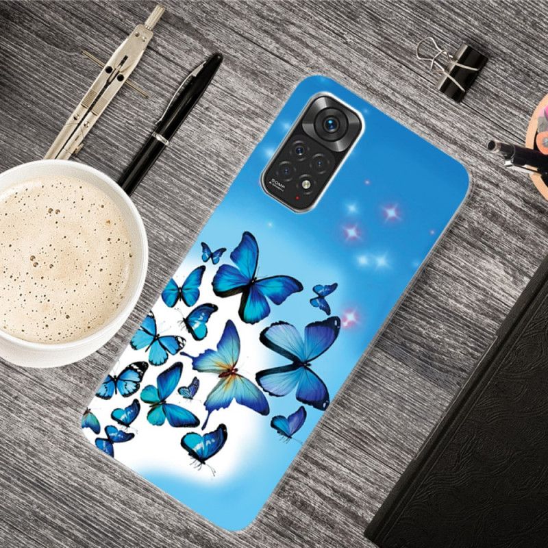 Cover Xiaomi Redmi Note 11 Pro 4G / 5G Blå Sommerfugle