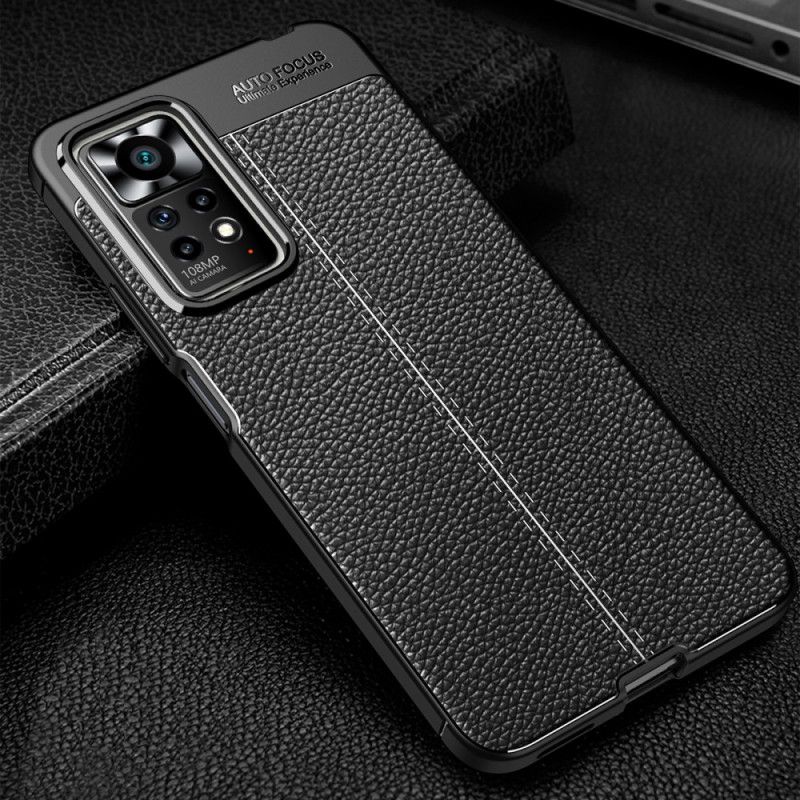 Cover Xiaomi Redmi Note 11 Pro 4G / 5G Dobbelt Linje Litchi Lædereffekt