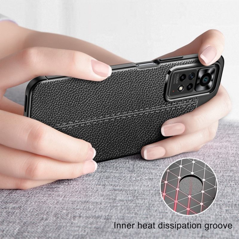 Cover Xiaomi Redmi Note 11 Pro 4G / 5G Dobbelt Linje Litchi Lædereffekt